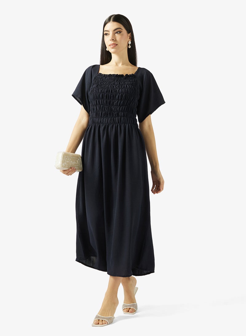 hayas closet Ruched Waist Square Neck Under Abaya Dress - Image 4